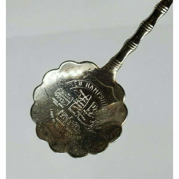 New Hampshire Scallop Shape Collectible Engraved Mini Silver Spoon Home Décor - Picture 4 of 11